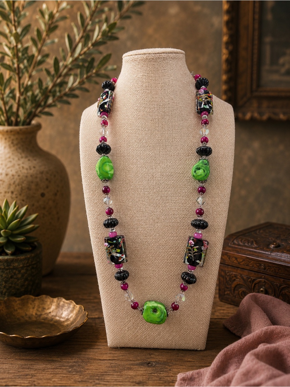 Black Wedding Cake Statement Necklace.